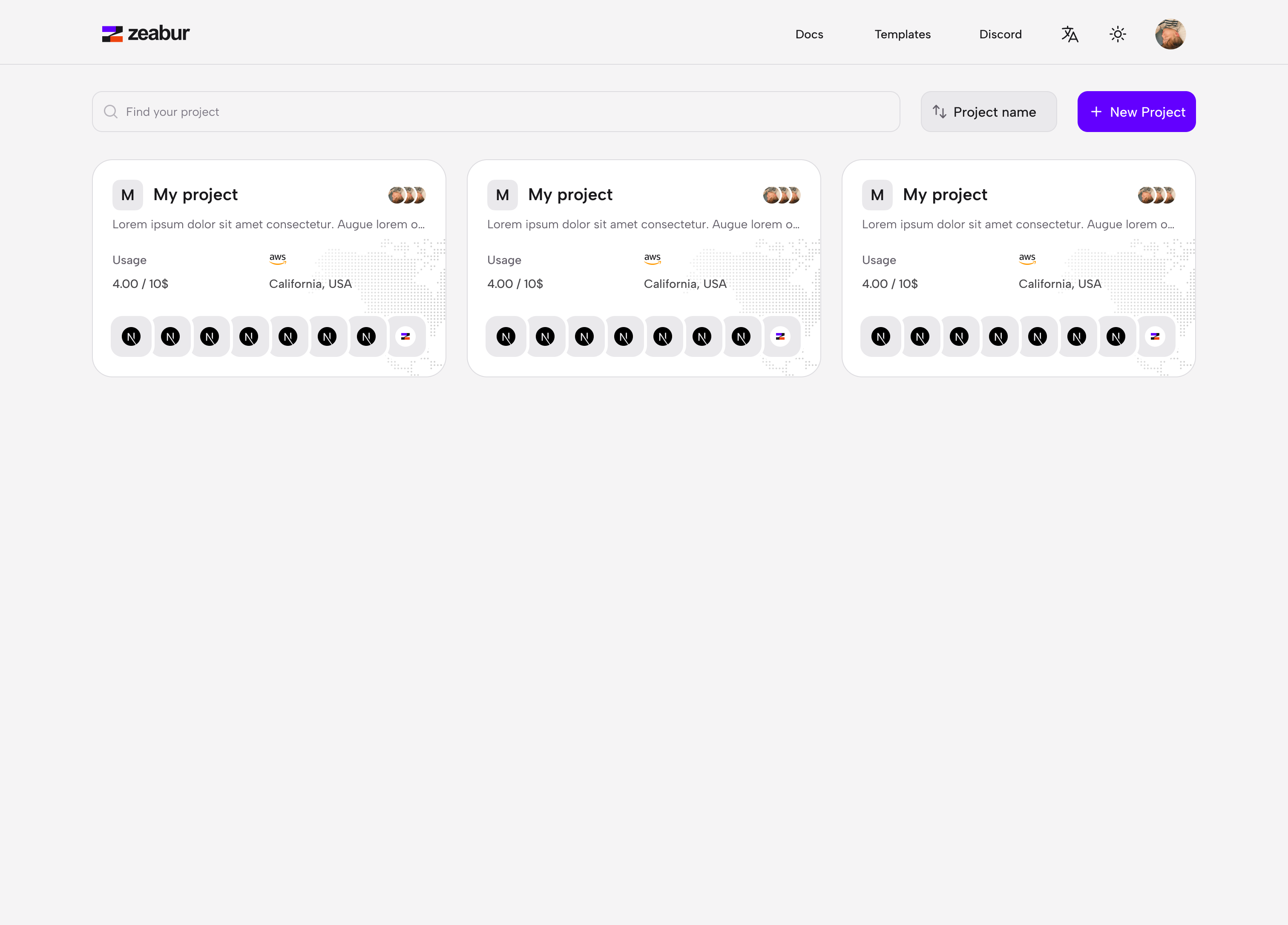 Zeabur Dashboard