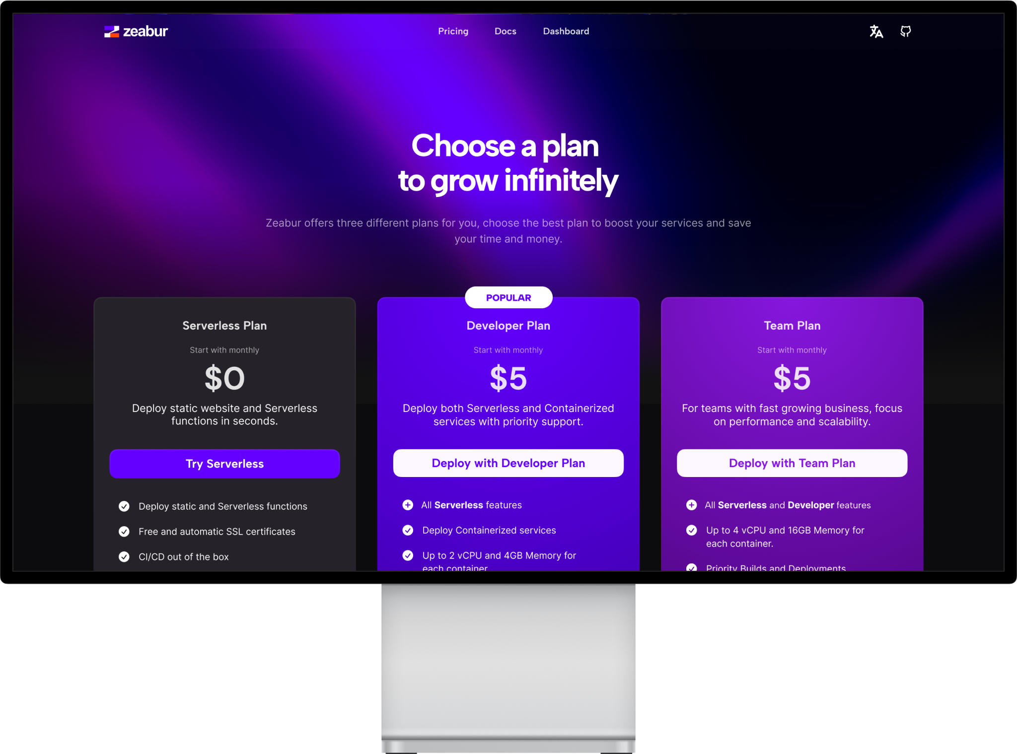 Zeabur Pricing Page